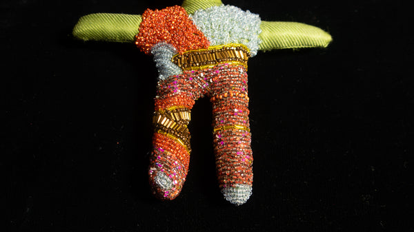 Beaded Doll with Orange Beaded Afro