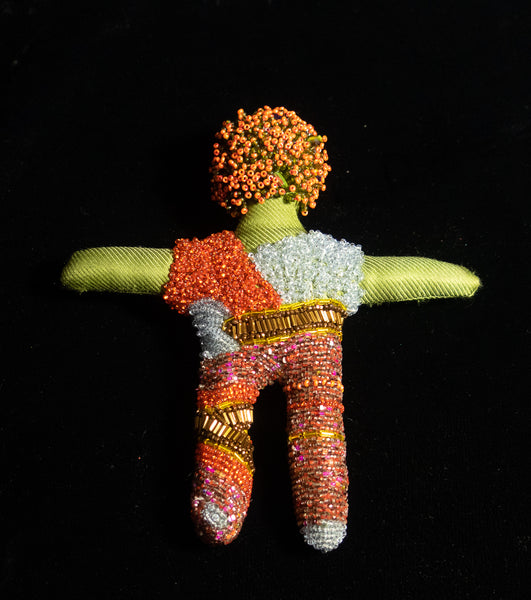 Beaded Doll with Orange Beaded Afro