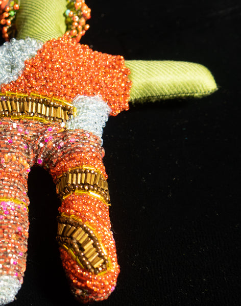 Beaded Doll with Orange Beaded Afro