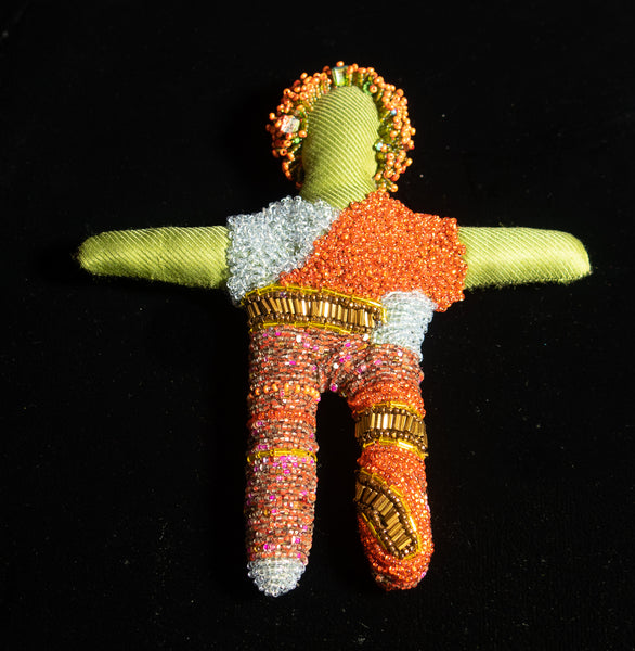 Beaded Doll with Orange Beaded Afro