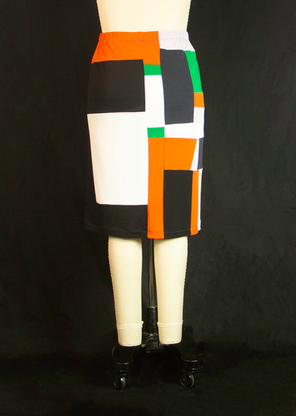 Patchwork with Orange Patch Matte Jersey Skirt Medium