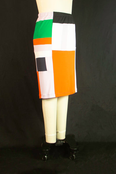 Patchwork with Orange Patch Matte Jersey Skirt Medium