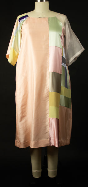 Peach Silk Shantung Patchwork Tunic