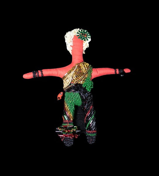 Beaded Red Black and Green Doll