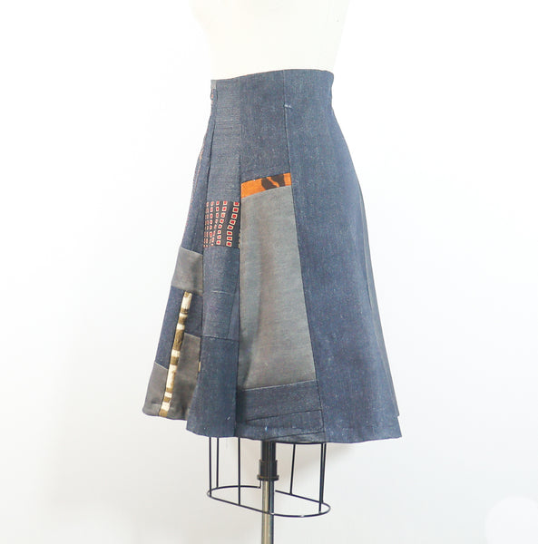 Denim Patchwork Skirt