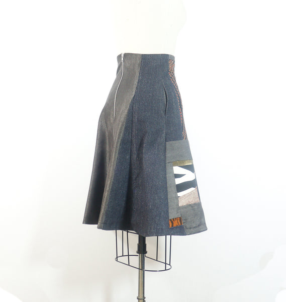 Denim Patchwork Skirt