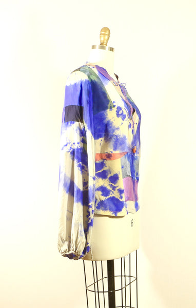 Long Sleeve Patchwork Silk Tunic