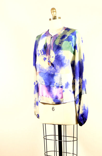 Long Sleeve Patchwork Silk Tunic