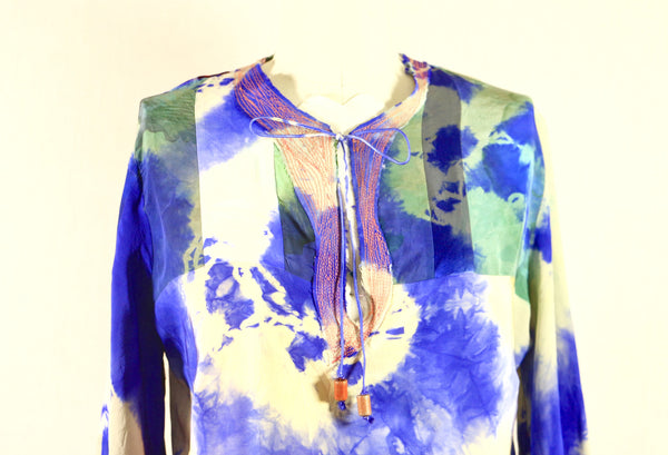 Long Sleeve Patchwork Silk Tunic