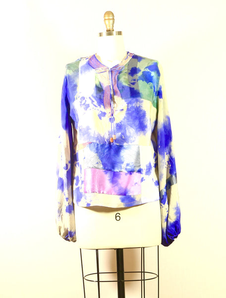 Long Sleeve Patchwork Silk Tunic