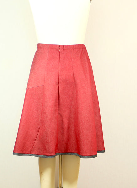 A line Red Stretch Denim Skirt