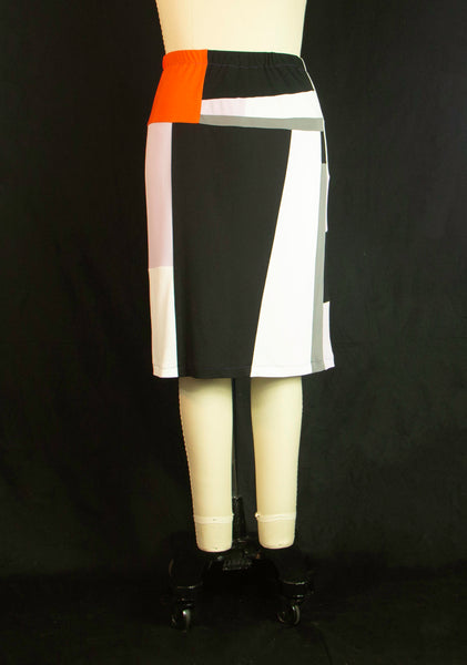 Patchwork with Black Patch Matte Jersey Skirt Medium