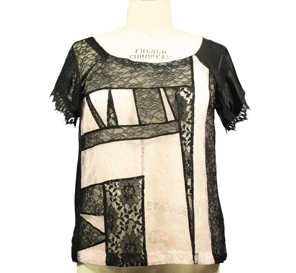 Lace Black and Pink Top