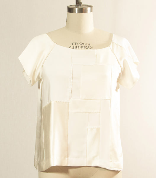 White Patchwork Tunic with Beads